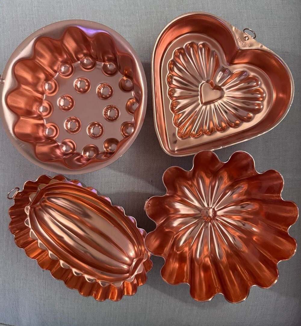 Vintage Copper Jello Molds and Cookie Cutters Set of 9
